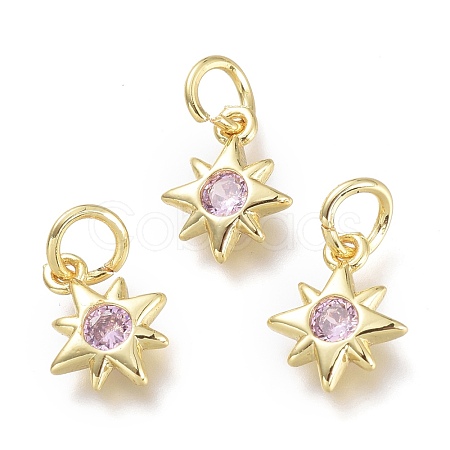 Brass Micro Pave Cubic Zirconia Pendants KK-P188-H07-G-1