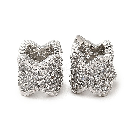 Rack Plating Brass Cubic Zirconia European Beads KK-K349-08P-1