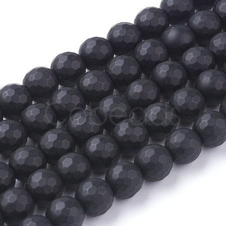 Synthetic Black Stone Beads Strands X-G-C059-8mm-1-1