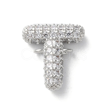 Brass Micro Pave Cubic Zirconia Letter Links KK-I717-04T-P-1