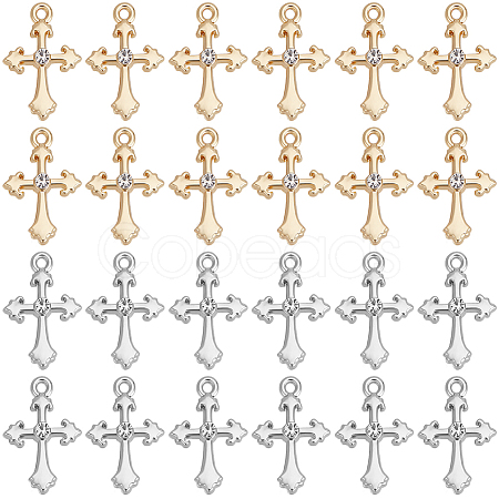 40Pcs 2 Colors Rack Plating Alloy Rhinestone Pendants FIND-SC0013-73-1