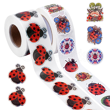 2 Rolls 2 Styles PVC Self Adhesive Stickers STIC-PH0001-08-1