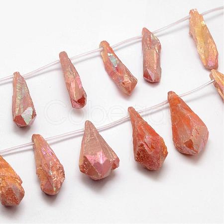 Electroplated Natural Quartz Crystal Beads Strands G-G890-A-10-1