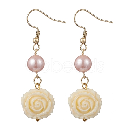 304 Stainless Steel Flower Dangle Earrings EJEW-JE06689-1