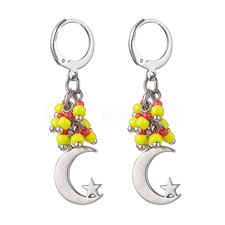 Tibetan Style Alloy Dangle Leverback Earrings EJEW-MZ00119-02-1