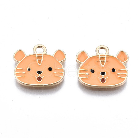 Light Gold Plated Alloy Enamel Pendants X-ENAM-T009-83B-RS-1