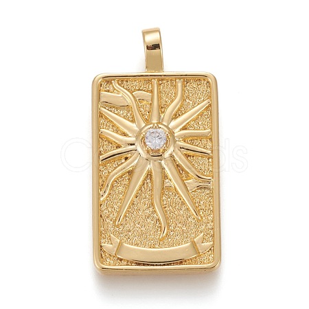 Brass Micro Pave Clear Cubic Zirconia Pendants ZIRC-Z004-01E-1