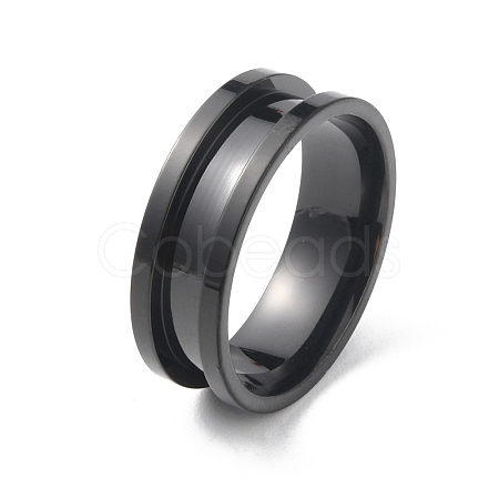 201 Stainless Steel Grooved Finger Ring RJEW-WH0004-32F-EB-1