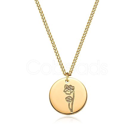 Brass Birth Flower Pendant Necklaces for Women FS-WG9FD20-26-1