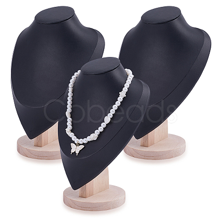 Bust Shaped PU Leather Necklaces Display Stands NDIS-WH0017-13A-1