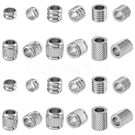 60Pcs 6 Style 201 Stainless Steel European Beads STAS-FH0002-06-1