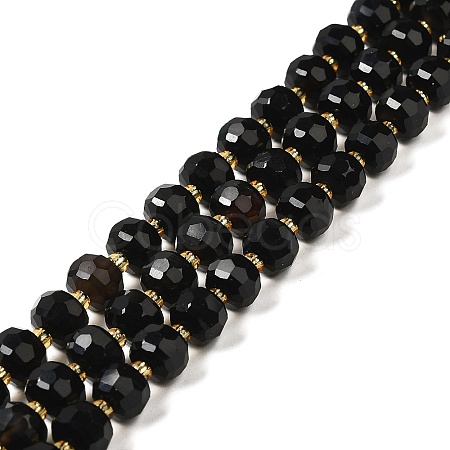 Natural Black Onyx(Dyed & Heated) Beads Strands G-P508-A03-01-1