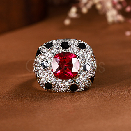 Brass Micro Pave Cubic Zirconia Finger Rings for Women FS-WGAB9AD-01-1