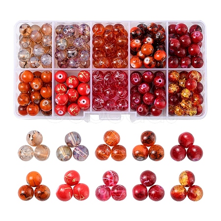 10 Style Spray Painted & Drawbench Transparent & Baking Paint Glass Beads GLAA-YW0001-26D-1