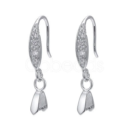 Anti-Tarnish Rhodium Plated 925 Sterling Silver Earring Hooks STER-F033-55P-1