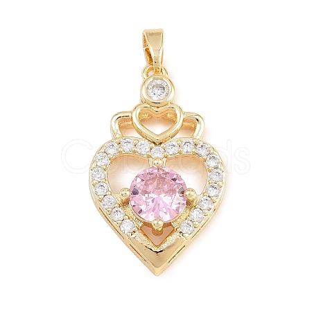 Valentine's Day Brass Micro Pave Cubic Zirconia Pendants KK-T086-01F-1
