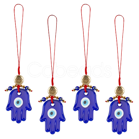 AHADEMAKER 4Pcs Handmade Evil Eye Lampwork Pendant Decorations HJEW-GA0001-19-1