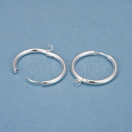 201 Stainless Steel Huggie Hoop Earring Findings STAS-P283-01L-S-1