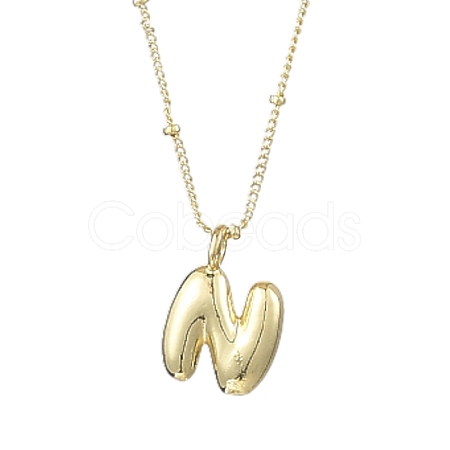 1Pc Initial Letter Brass Pendant Necklaces NJEW-YW0001-24N-1