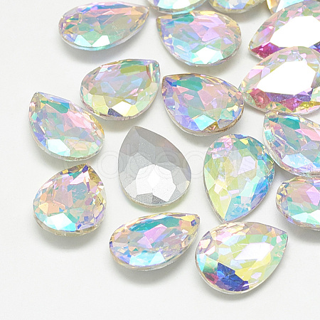 Pointed Back Glass Rhinestone Cabochons RGLA-T081-13x18mm-05-1