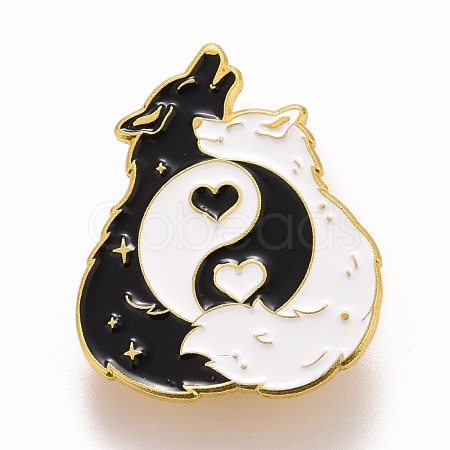 Double Wolf and Great Harmony Enamel Pin JEWB-M023-05-1