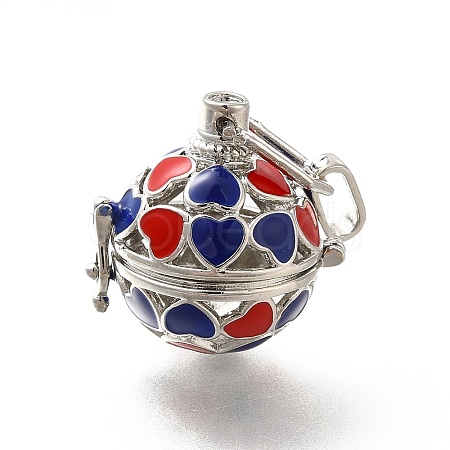 Alloy Enamel Bead Cage Pendants ENAM-M047-03P-B-1