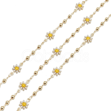 Handmade Golden Brass Enamel Link Chains CHC-K011-20G-1