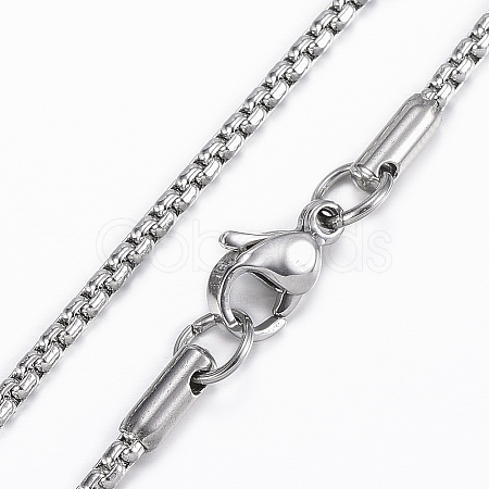 Non-Tarnish 304 Stainless Steel Box Chain Necklaces NJEW-L450-05P-1