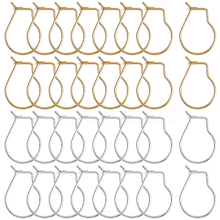 80Pcs 2 Colors  304 Stainless Steel Hoop Earrings Findings STAS-BBC0003-15-1