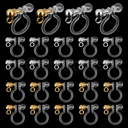 24Pcs 2 Colors Resin with Stainless Steel Clip-on Earring Findings FIND-PH0026-55-1
