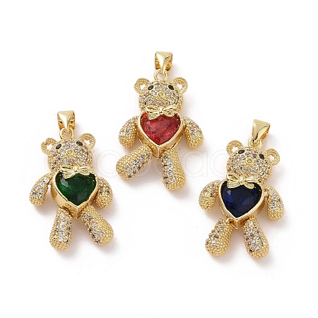 Brass Cubic Zirconia Pendants KK-G453-03G-1