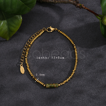 Natural Unakite Beads Stretch Bracelets for Women Men PH6456-5-1