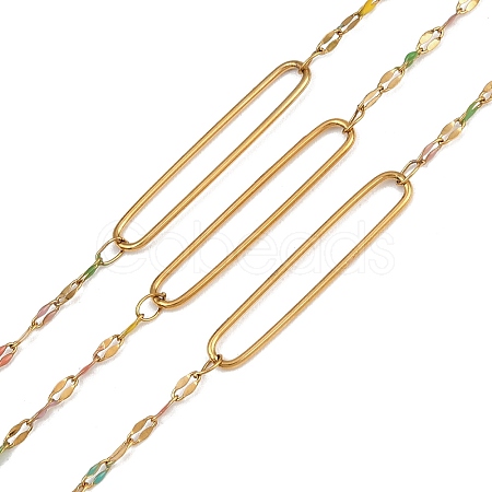 304 Stainless Steel Enamel Dapped Chain Oval Link Chains CHS-K021-15G-09-1