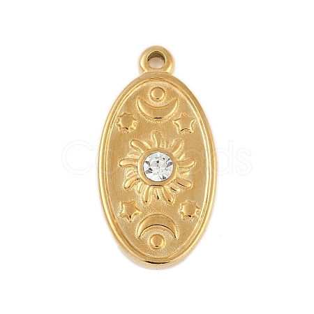Ion Plating(IP) 304 Stainless Steel Rack Plating Cubic Zirconia Pendants STAS-U019-05G-1