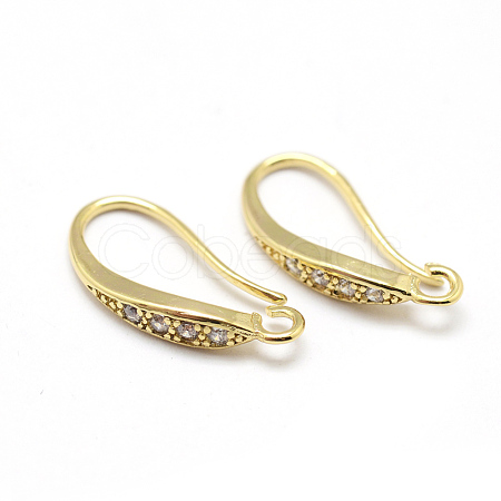 Brass Micro Pave Cubic Zirconia Earring Hooks ZIRC-P071-29G-NR-1