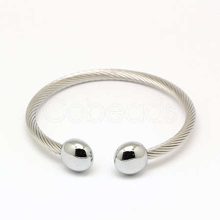 Tarnish Resistant 304 Stainless Steel Torque Bangles BJEW-N225-76P-1