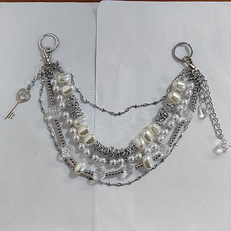 Retro Style Multilayer Acrylic & 304 Stainless Steel Beaded Purse Chains AJEW-FZ00007-1