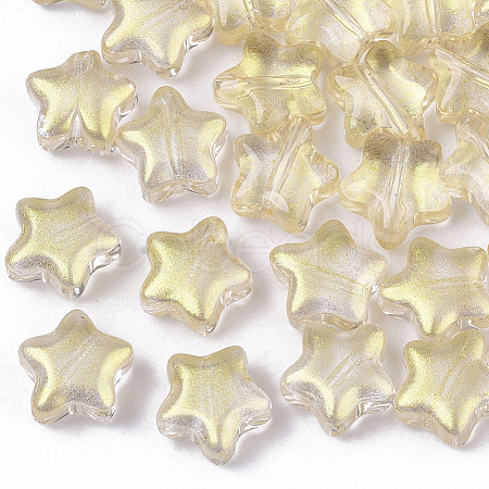 Transparent Spray Painted Glass Beads GLAA-N035-01-D01-1