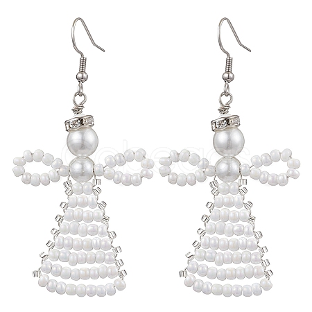 Glass Seed Beads Angle Dangle Earrings EJEW-MZ00288-01-1