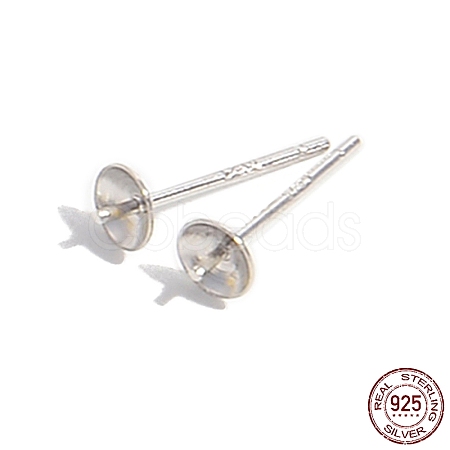 Rhodium Plated 925 Sterling Silver Stud Earring Findings STER-Z005-03P-1