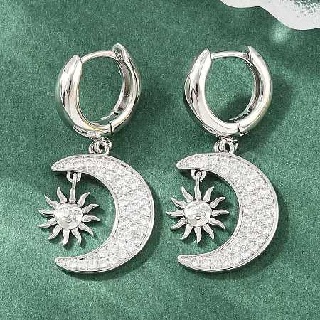 Brass Micro Pave Cubic Zirconia Hoop Dangle Earrings KK-CBA8324-05B-P-1
