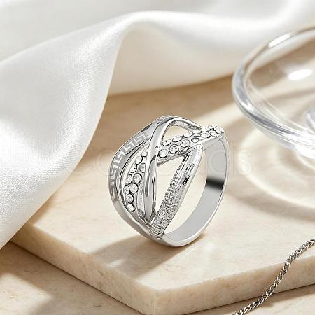 Multi Layered Zinc Alloy Rhinestone Finger Rings for Women IA4421-6-1