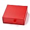 Square Paper Drawer Box, with Black Sponge & Polyester Rope, for Bracelet and Rings, Red, 9.3x9.4x3.4cm