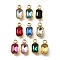 304 Stainless Steel Pendants, with Rhinestone, Real 18K Gold Plated, Ion Platint(IP), Rectangle, Mixed Color, 10.5x5.5x3.5mm, Hole: 1.8mm