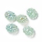 UV Plating Acrylic European Beads, Large Hole Beads, with Glitter Powder, AB Color, Flower with Smiling Face, Dark Sea Green, 23.5x24x12mm, Hole: 4mm