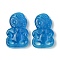 Dyed Natural Selenite Big Pendants, Monkey, Deep Sky Blue, 50~51x31~31.5x7~9mm, Hole: 1.6~1.8mm