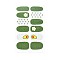 Avocados & Strawberries & Flowers Full Cover Nail Art Stickers, Glitter Powder Decals, Self Adhesive, for Nail Tips Decorations, Green, 25.5x10~16.5mm, 12pcs/sheet