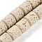 Synthetic Lava Rock Dyed Beads Strands, Barrel, Floral White, 8~9x8~9mm, Hole: 1mm, about 47pcs/strand, 15.28''(38.8cm)