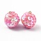 Sparkly Paillette Plastic Pendant Decorations, AB Color Plated, Ball Shape, Pink, 26x21mm, Hole: 1.8mm