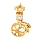 Brass Micro Pave Cubic Zirconia Peg Bails, Star & Rabbit, Real 14K Gold Plated, 21mm, Hole: 4x2mm, Pin: 1.2mm